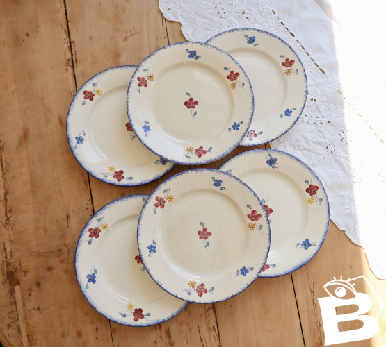 Assiettes plates vintage Digoin Sarreguemines modèle Mary-Lou
