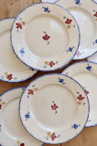 Assiettes plates vintage Digoin Sarreguemines modèle Mary-Lou