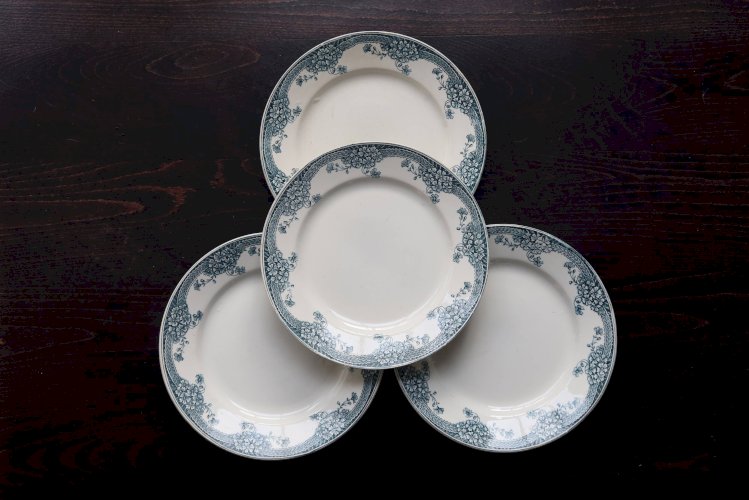 Assiettes plates vintage faïence Saint Amand Nouvelle Usine Céramique du No