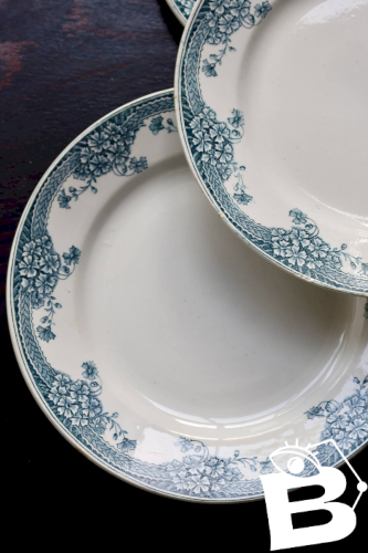 Assiettes plates vintage faïence Saint Amand Nouvelle Usine Céramique du No