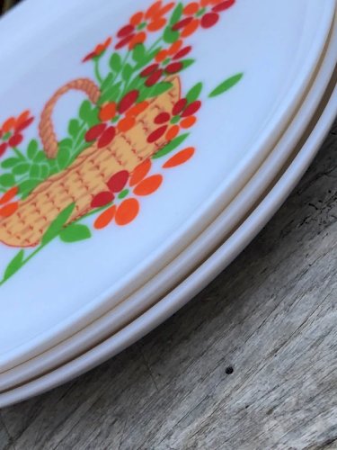 Assiettes vintage en mélaminé Plastorex