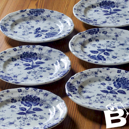 Assiettes vintage italiennes signées Quadrifoglio décor toile de Jouy