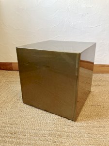 Electro-galvanized metal seat, brass effect. Pharrell Williams / Louis Vuitton fashion show, 2024.