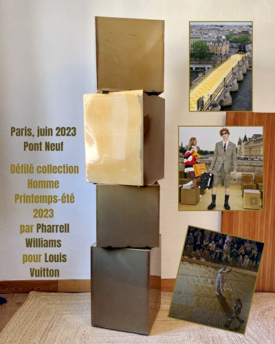 Assise métallique électrozinguée, effet laiton. Défilé Pharrell Williams / Louis Vuitton, 2024