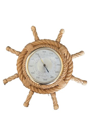 Audoux-Minet Baromètre gouvernail Ancien Vintage Design Corde