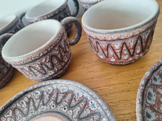 Austruy Vallauris service à café, carafe et plat céramique vintage, décoration