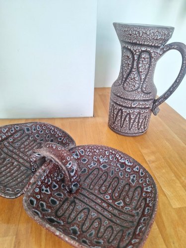 Austruy Vallauris vase et plat céramique vintage, décoration ancienne