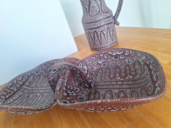 Austruy Vallauris vase et plat céramique vintage, décoration ancienne