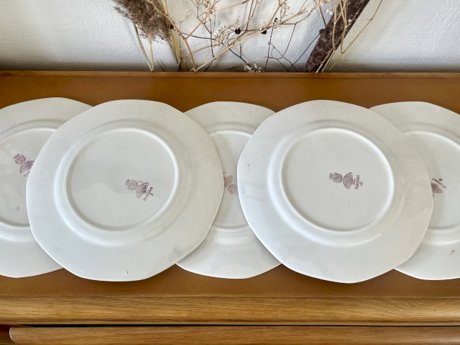 Authenticité - Lot n° 1 - 6 assiettes plates Nemours - 23 cm - Digoin Sarreguemines