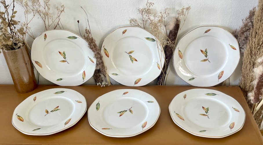 Authenticité - Lot n° 1 - 6 assiettes plates Nemours - 23 cm - Digoin Sarreguemines