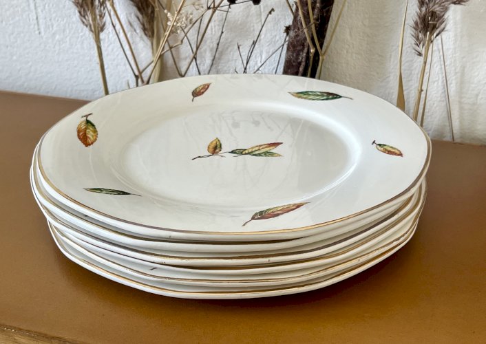 Authenticité - Lot n° 1 - 6 assiettes plates Nemours - 23 cm - Digoin Sarreguemines