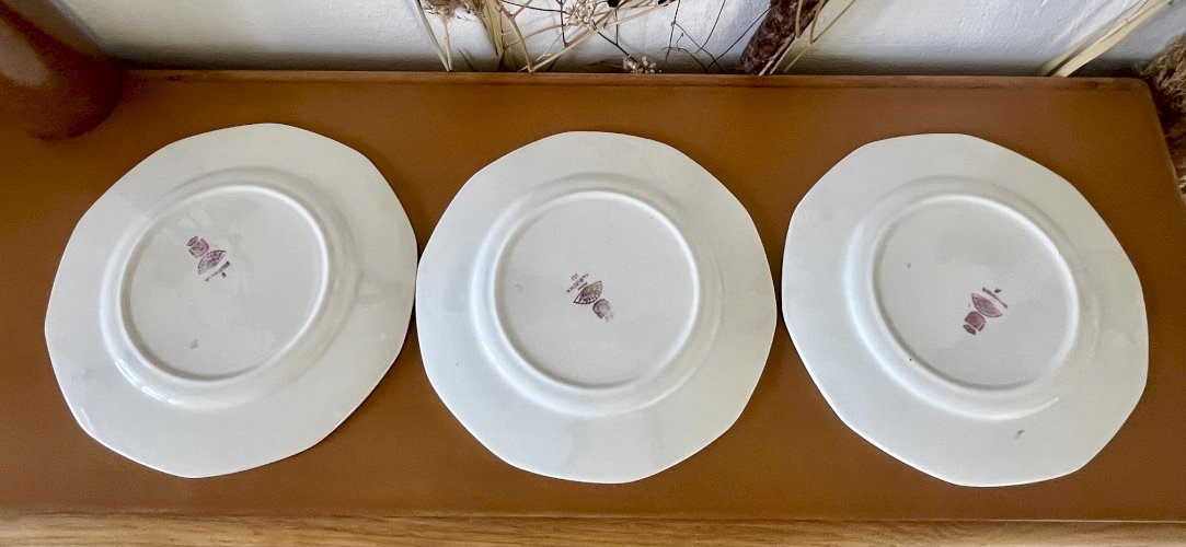 Authenticité - Lot n° 1 - 6 assiettes plates Nemours - 23 cm - Digoin Sarreguemines