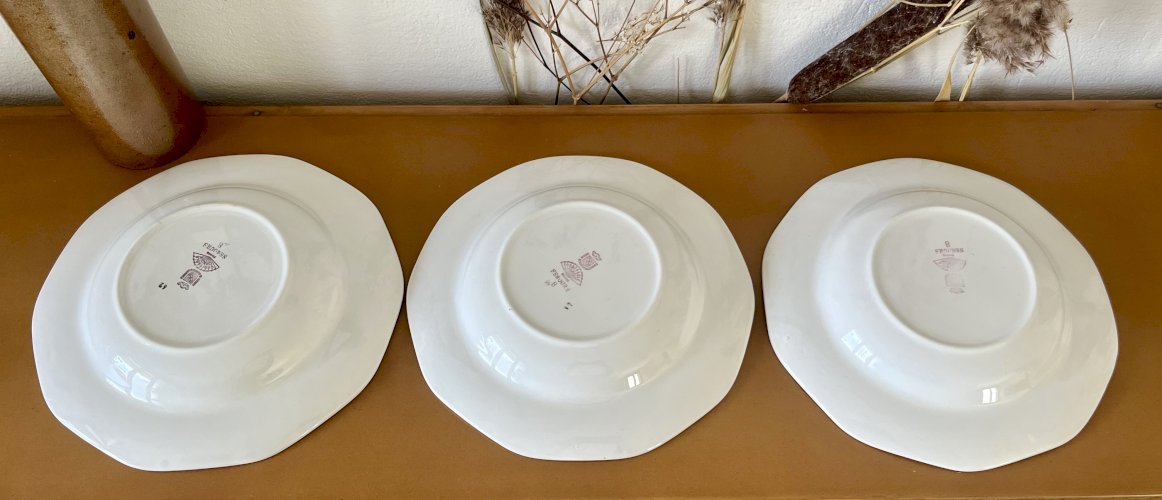 Authenticité - Lot n°2 - 6 assiettes creuses Nemours - 22,8 cm - Digoin Sarreguemines