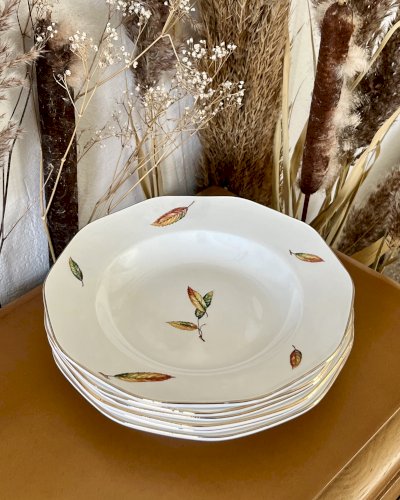 Authenticité - Lot n°2 - 6 assiettes creuses Nemours - 22,8 cm - Digoin Sarreguemines