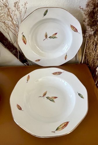 Authenticité - Lot n°2 - 6 assiettes creuses Nemours - 22,8 cm - Digoin Sarreguemines