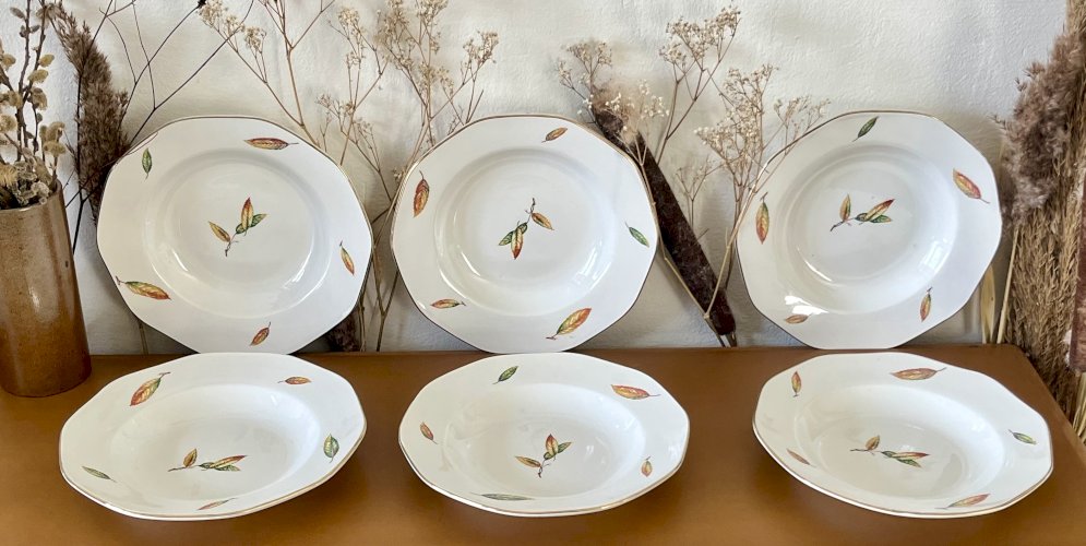 Authenticité - Lot n°2 - 6 assiettes creuses Nemours - 22,8 cm - Digoin Sarreguemines