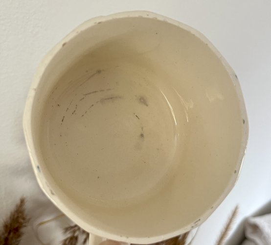 Authenticité - Tasse à café/thé  Fleurs bleues/orange - 9,5 cm - Badonviller 