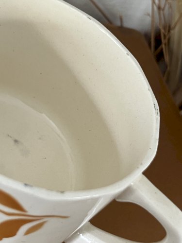 Authenticité - Tasse à café/thé  Fleurs bleues/orange - 9,5 cm - Badonviller 