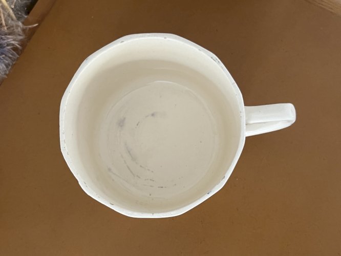 Authenticité - Tasse à café/thé  Fleurs bleues/orange - 9,5 cm - Badonviller 