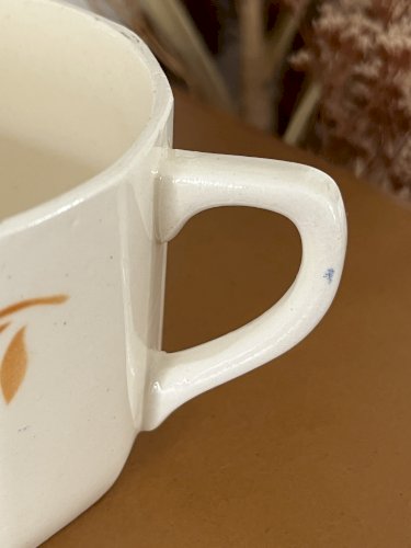 Authenticité - Tasse à café/thé  Fleurs bleues/orange - 9,5 cm - Badonviller 