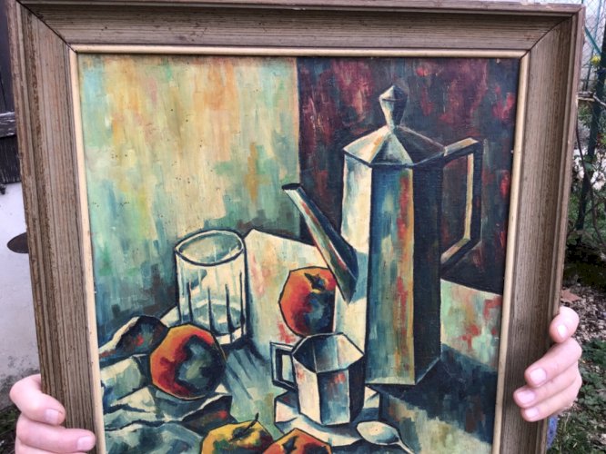 Authentique Et Superbe Tableau Cubiste NATURE MORTE Signé NOËL a SCEY SUR SAÔNE