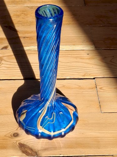 Authentique vase berluze pâte de verre de Mic et Bob Le Bleis années 1970 verrerie Maure-vieil à collectionner