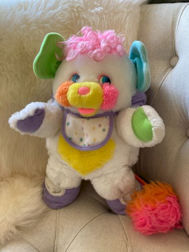 AV7⚜️ Ancienne Peluche Doudou Popples Bébé Baby Bibsy Mattel 1986 Vintage