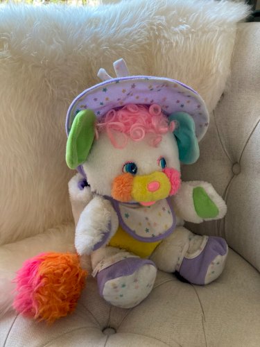 AV7⚜️ Ancienne Peluche Doudou Popples Bébé Baby Bibsy Mattel 1986 Vintage