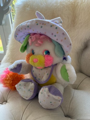 AV7⚜️ Ancienne Peluche Doudou Popples Bébé Baby Bibsy Mattel 1986 Vintage