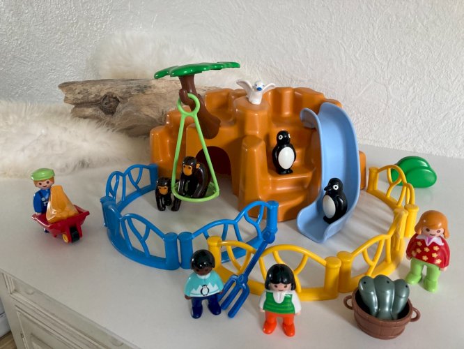 AV7⚜️ Jouet Playmobil 123 Parc Animalier Zoo Animaux Singes, Pingouins Réf: 9377
