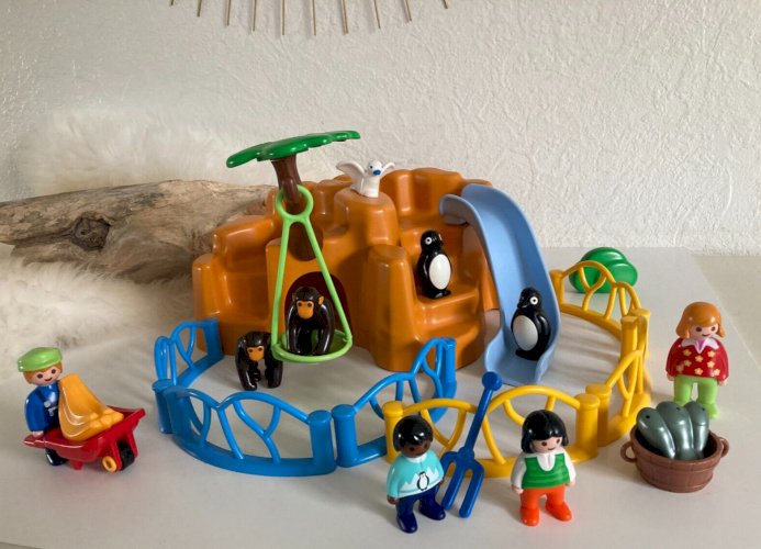AV7⚜️ Jouet Playmobil 123 Parc Animalier Zoo Animaux Singes, Pingouins Réf: 9377