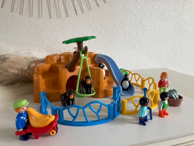 AV7⚜️ Jouet Playmobil 123 Parc Animalier Zoo Animaux Singes, Pingouins Réf: 9377