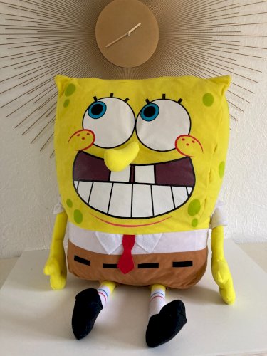 AV7⚜️ Très Grande Peluche Doudou Bob L'éponge Hauteur 60 Cm Assis