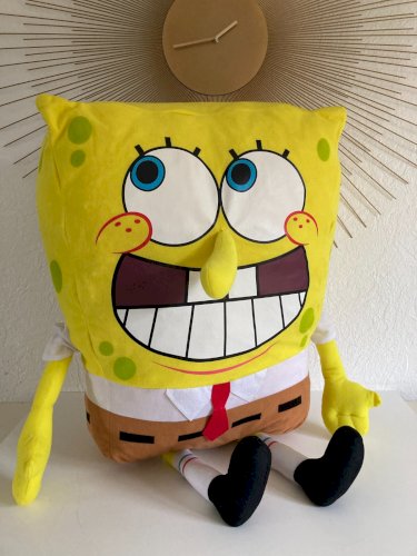 AV7⚜️ Très Grande Peluche Doudou Bob L'éponge Hauteur 60 Cm Assis