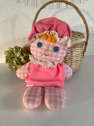 AV7⚜Ancienne Peluche Doudou Poupée de Chiffon Fisher Price Vintage 1975 Réf: 420