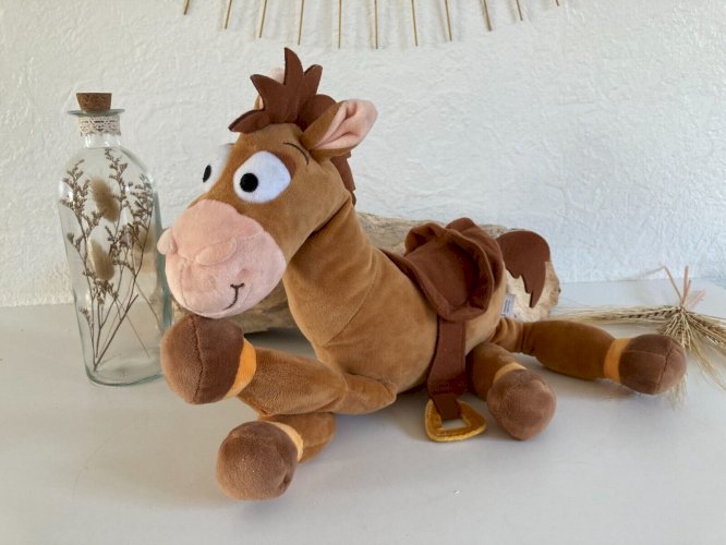 AV7⚜️Peluche Doudou Le Cheval Pile Poil Toy Story Disneyland Hauteur 37Cm Debout