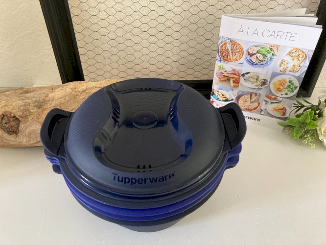 AV7⚜️Tupperware Cuisson à La Vapeur Micro-Ondes Micro Urban Millenial Bleu Foncé