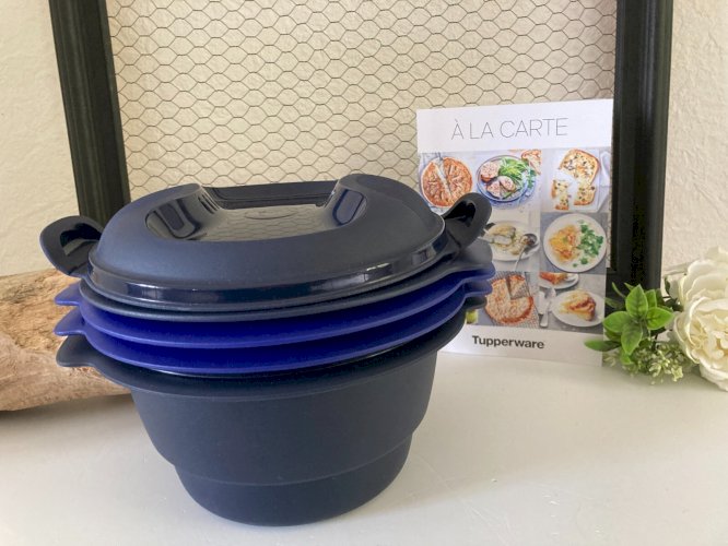 AV7⚜️Tupperware Cuisson à La Vapeur Micro-Ondes Micro Urban Millenial Bleu Foncé