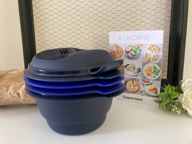 AV7⚜️Tupperware Cuisson à La Vapeur Micro-Ondes Micro Urban Millenial Bleu Foncé