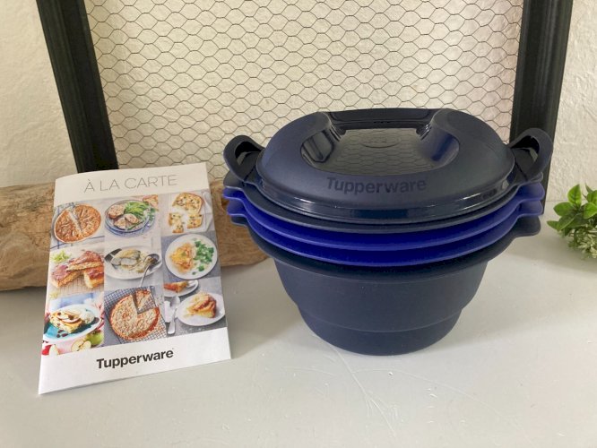 AV7⚜️Tupperware Cuisson à La Vapeur Micro-Ondes Micro Urban Millenial Bleu Foncé