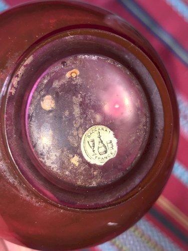 Baccarat vase soliflore cristal soufflé rouge rubis XIXe étiquette d'origine