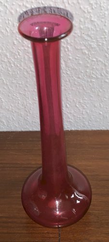 Baccarat vase soliflore cristal soufflé rouge rubis XIXe étiquette d'origine
