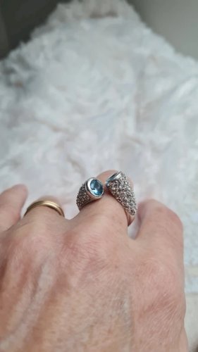 Bague ajustable en argent et strass