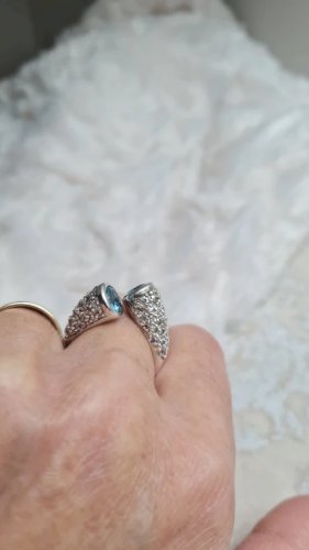 Bague ajustable en argent et strass