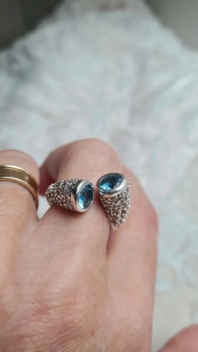 Bague ajustable en argent et strass