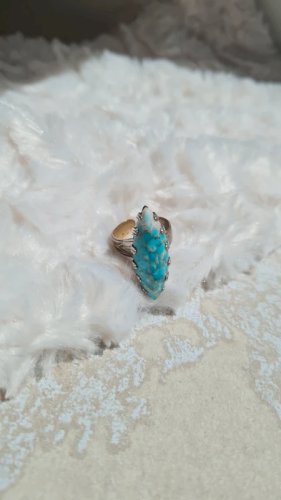 Bague ajustable vintage et pierre en pate de verre