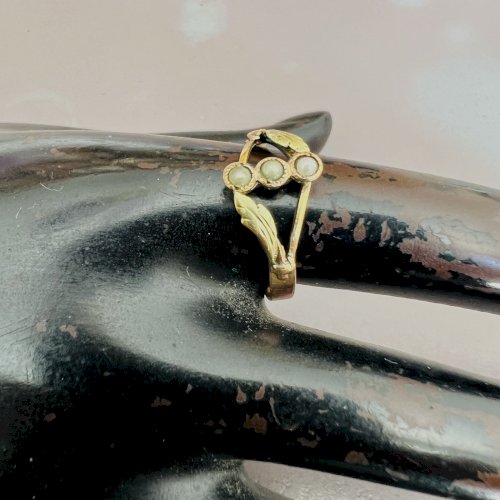 Bague ancienne 1900 -plaqué or - Oria - Bicolore-taille 59 FR- Charme- Romantiqu