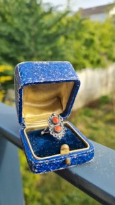 Antique Berber ring in silver and coral size: 17.5