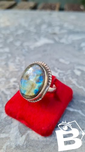 Bague ancienne en argent - pierre labradorite