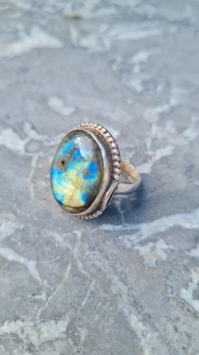 Bague ancienne en argent - pierre labradorite